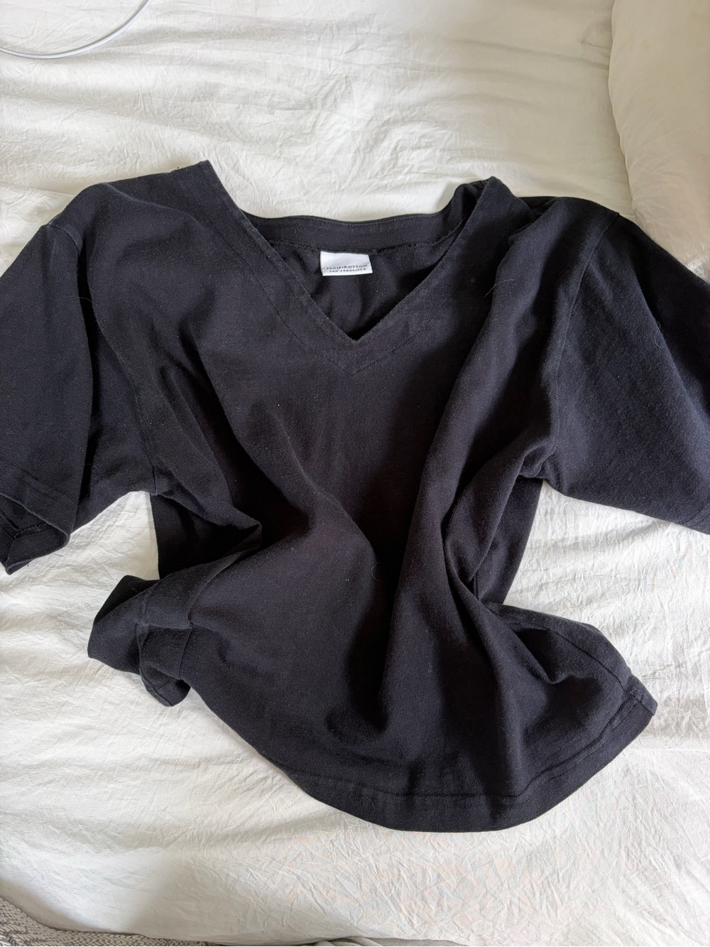 & Other Stories Black V-Neck Short Sleeve Tee
